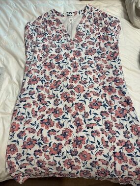 GAP White Midi Dress with Pink Floral Print